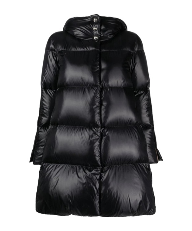 Herno Quilted Hooded Down Coat In Black