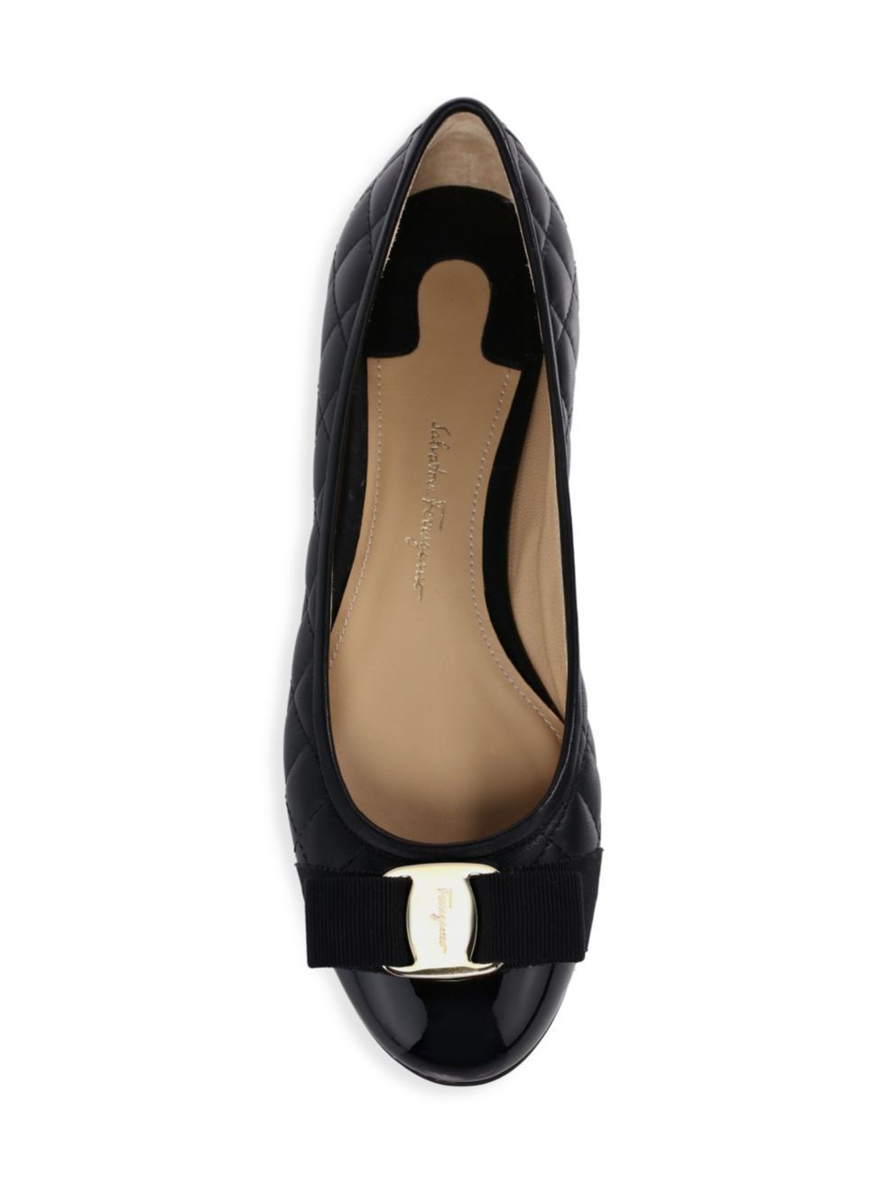 Shop Ferragamo Varina Quilted Ballet Flats In Black