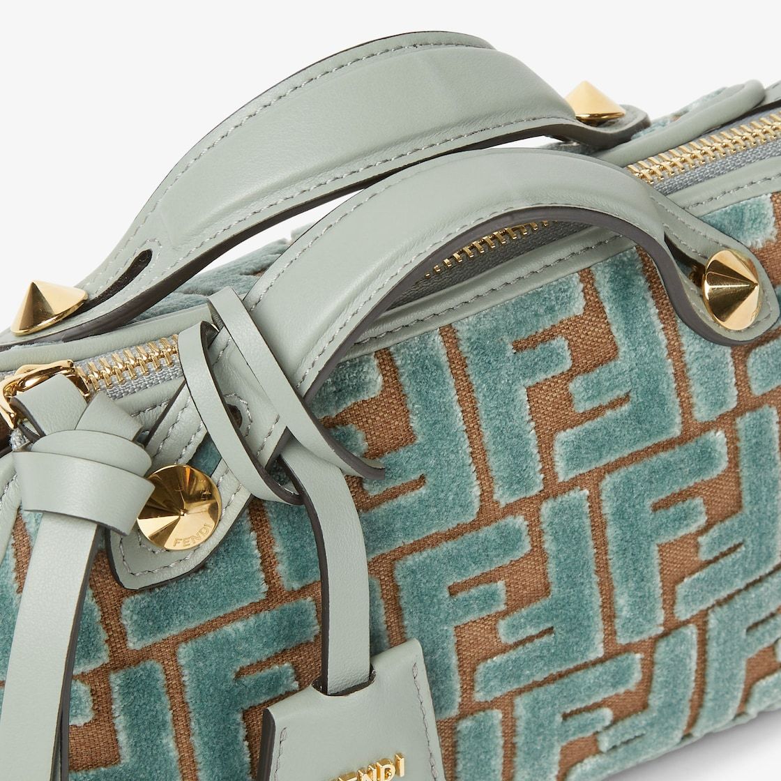 Fendi Matcha Green Ff Jacquard Velvet Mini-bag In Green