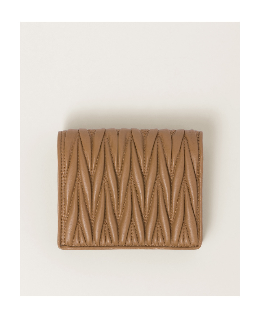 Shop Miu Miu Logo-plaque Matelass� Leather Wallet In Brown