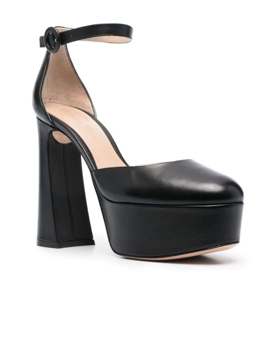 Gianvito Rossi Holly D'orsay Platform Pumps With Round Buckle In Black