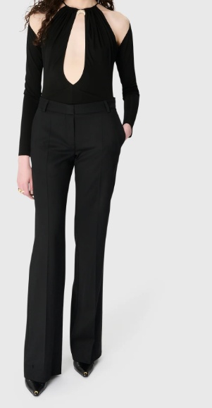 Marine Serre Black Stretch Viscose Bodysuit In Black