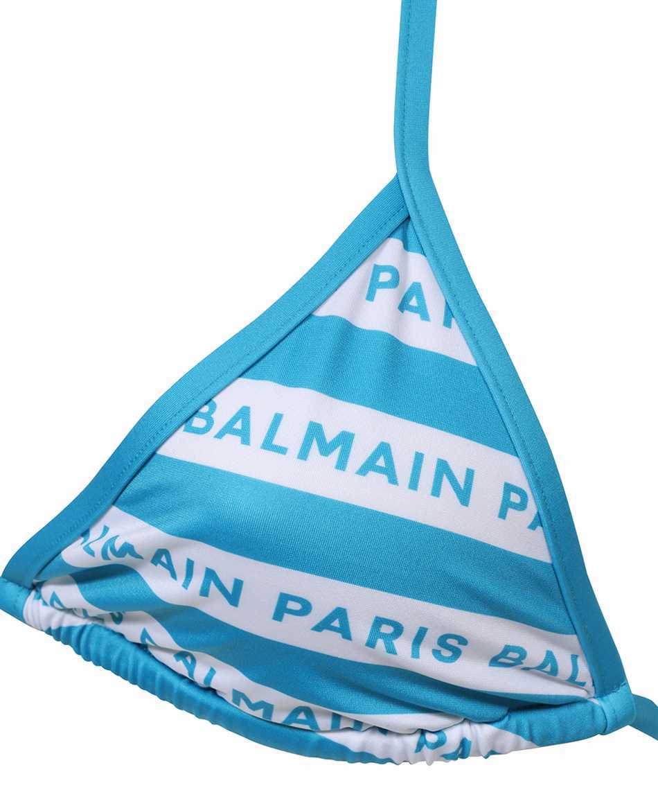 Balmain Striped Logo-print Halterneck Bikini In Blue