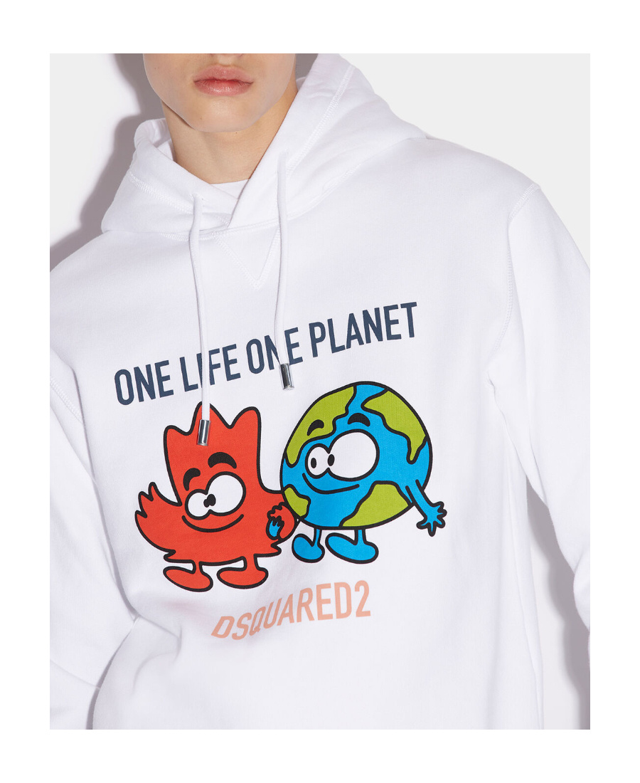 Dsquared2 Graphic-print Drawstring Hoodie In White