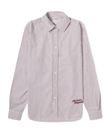 Maison Kitsuné Striped Cotton Shirt In Gray