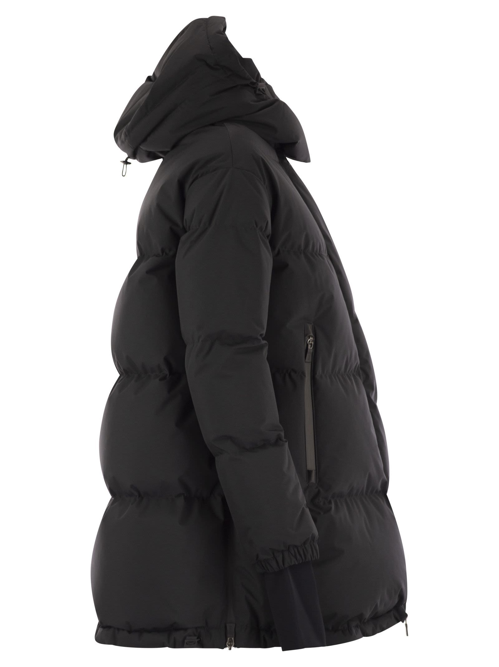 Herno Women Medium 2-layer Hooded Down Jacket In Black