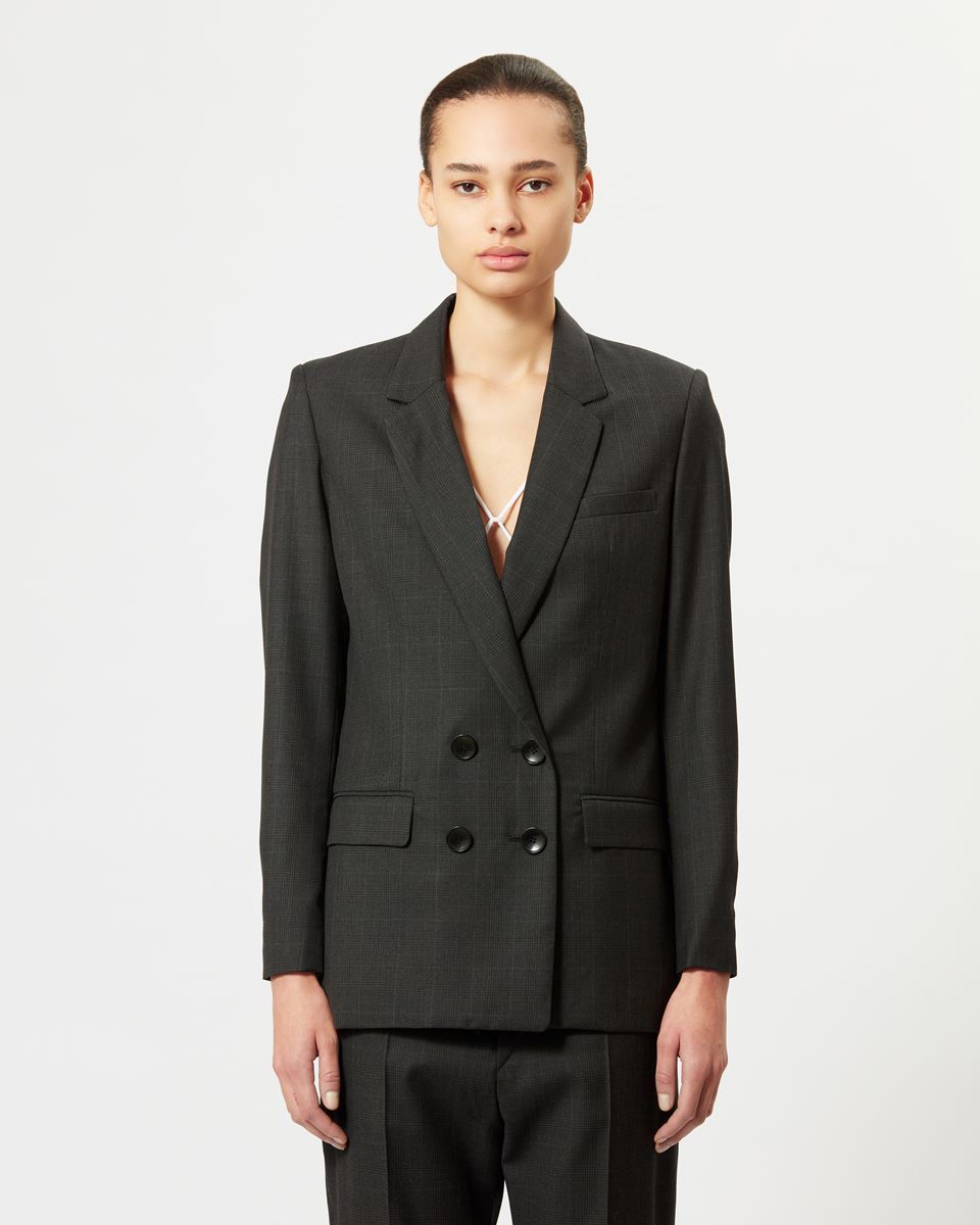 Isabel Marant Checked Double Breasted Blazer In Black