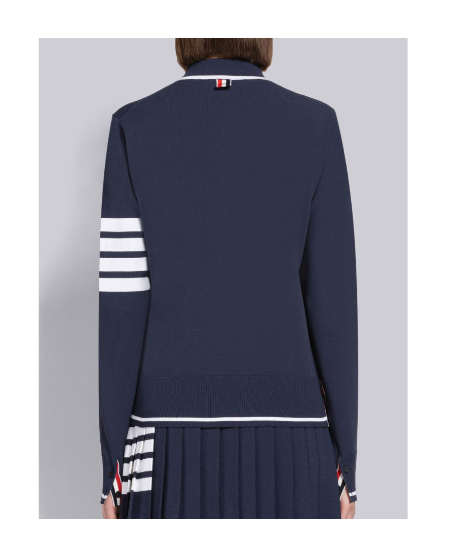 Thom Browne Jersey Pullover Polo Jumper In Blue