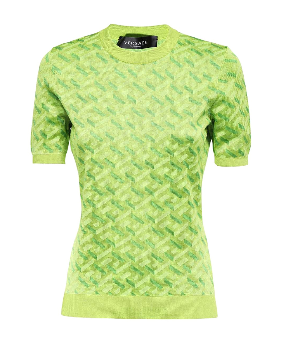 Versace La Greca-print Top In Green