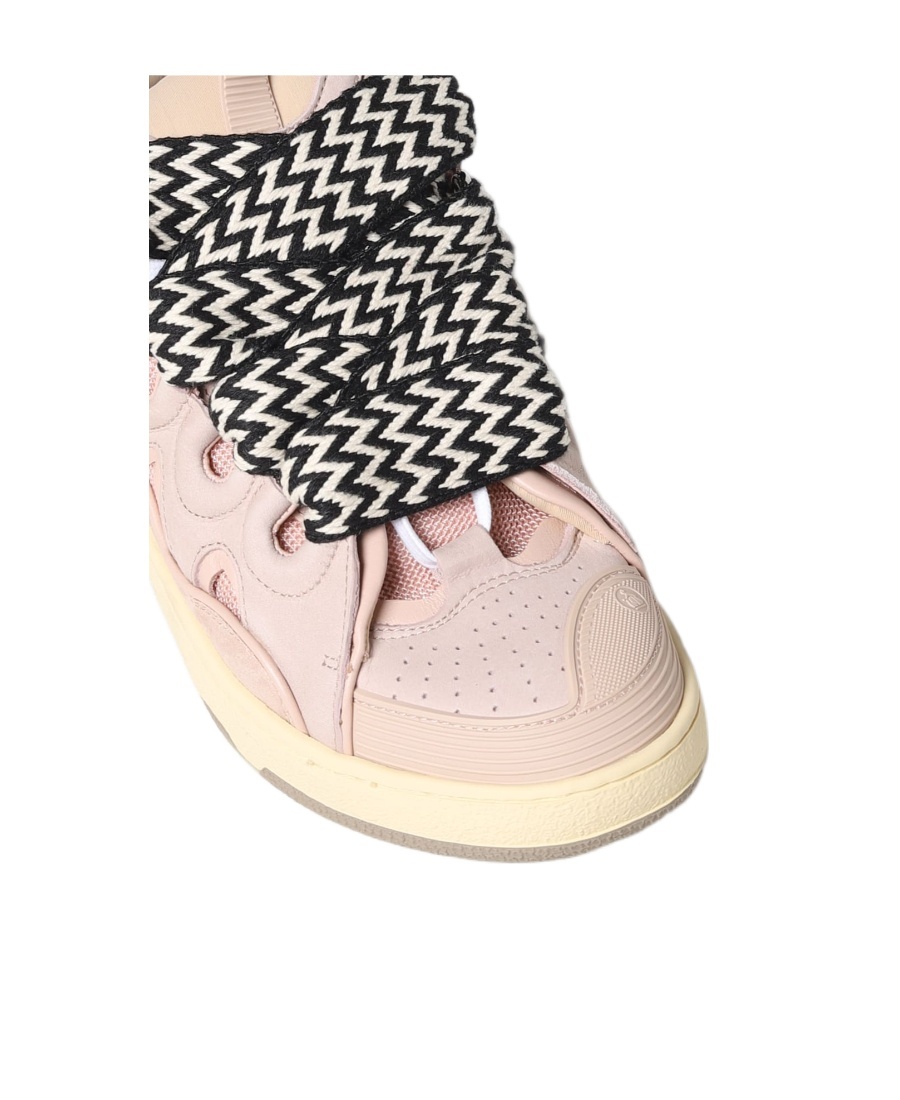 Shop Lanvin Curb Leather Sneakers In Nude