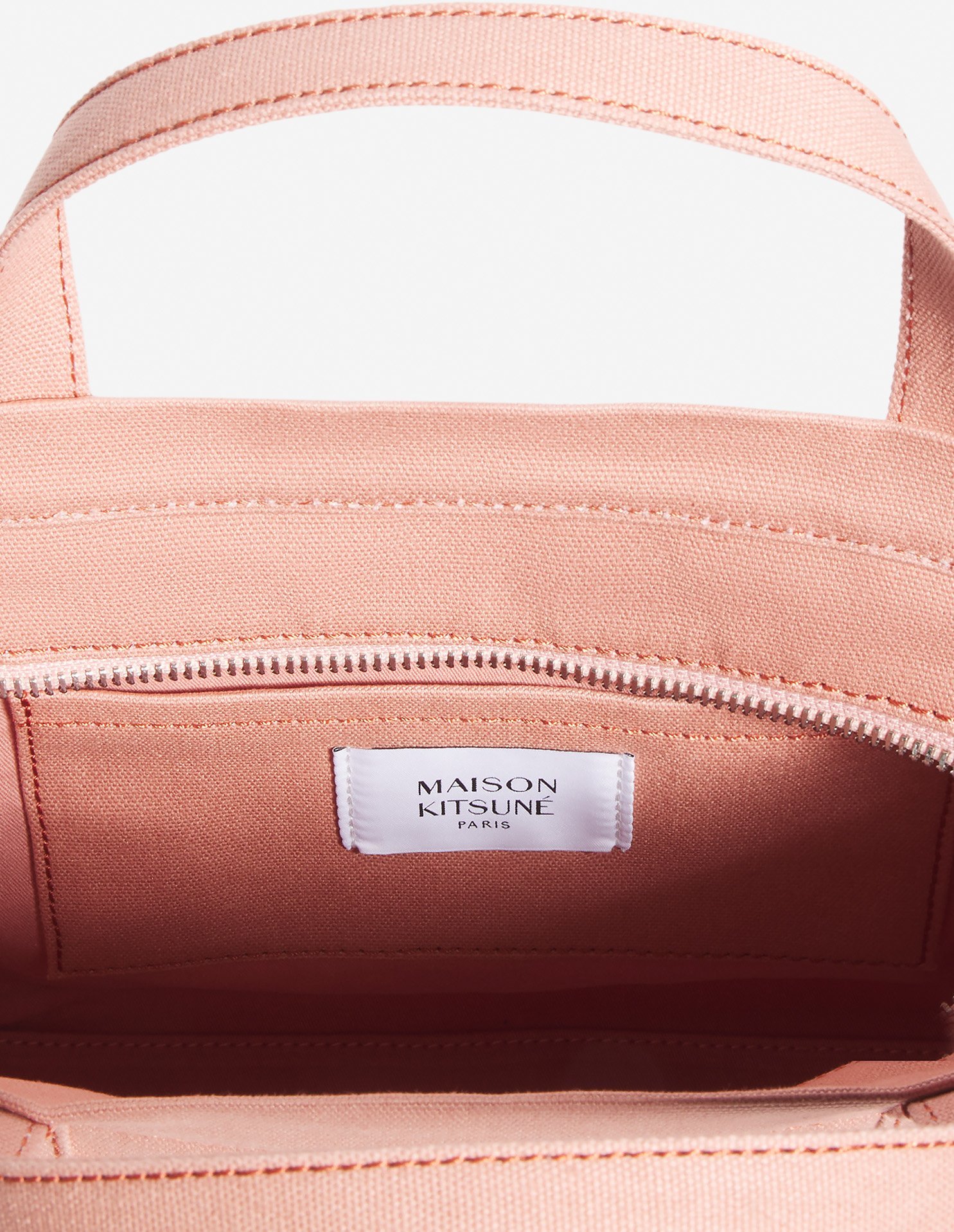 Shop Maison Kitsuné Small Fox Head Tote Bag In Porcelain Pink
