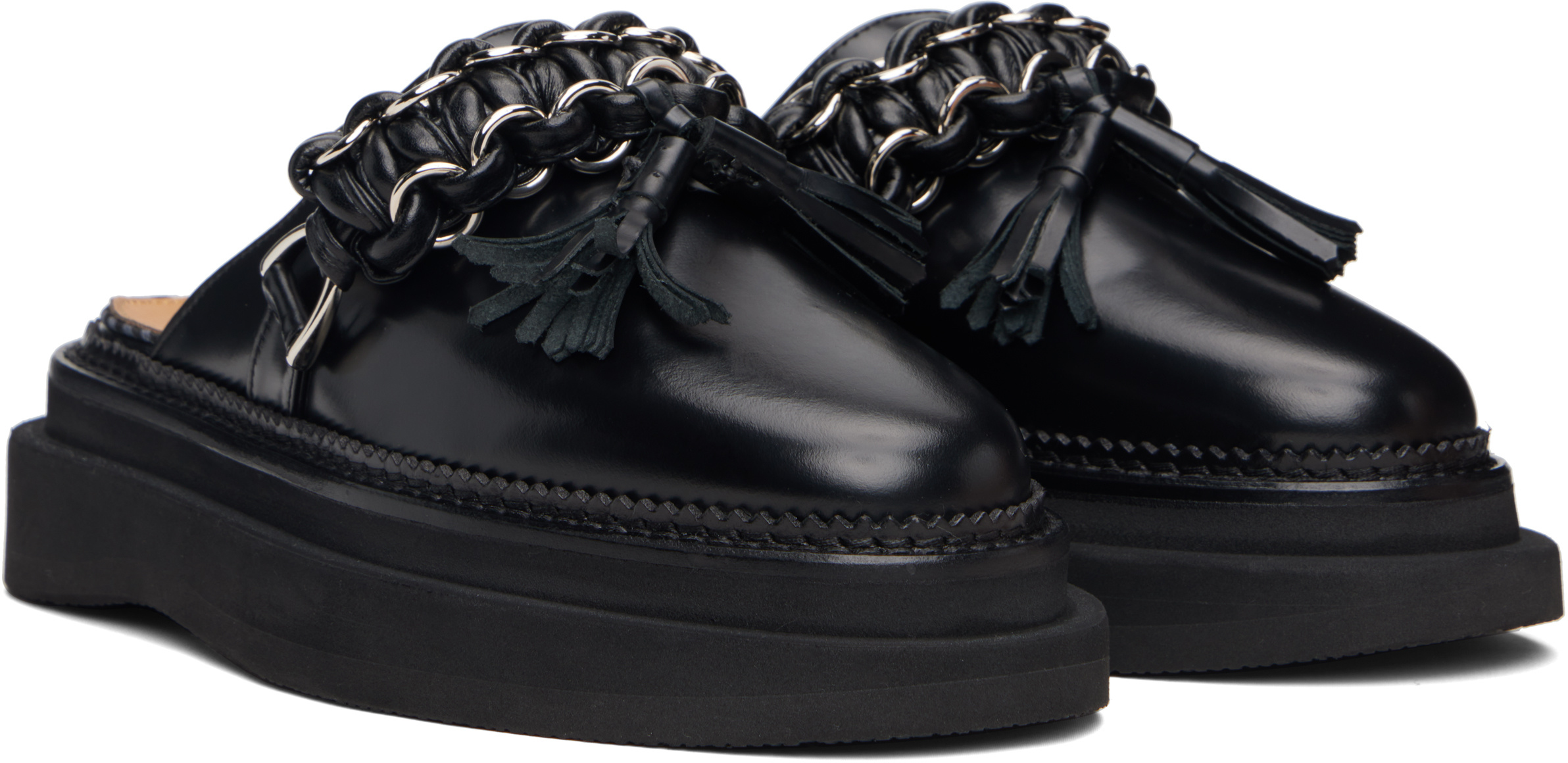 Toga Leather Slip-on Mules In Black