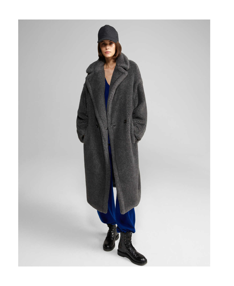 Max Mara Teddy Bear Icon Coat In Gray