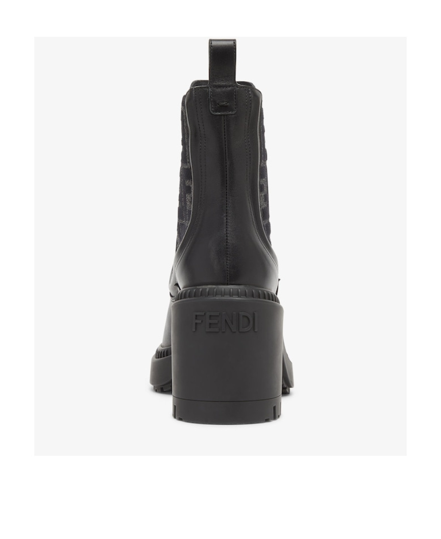 Fendi Black Domino Leather Boots In Black