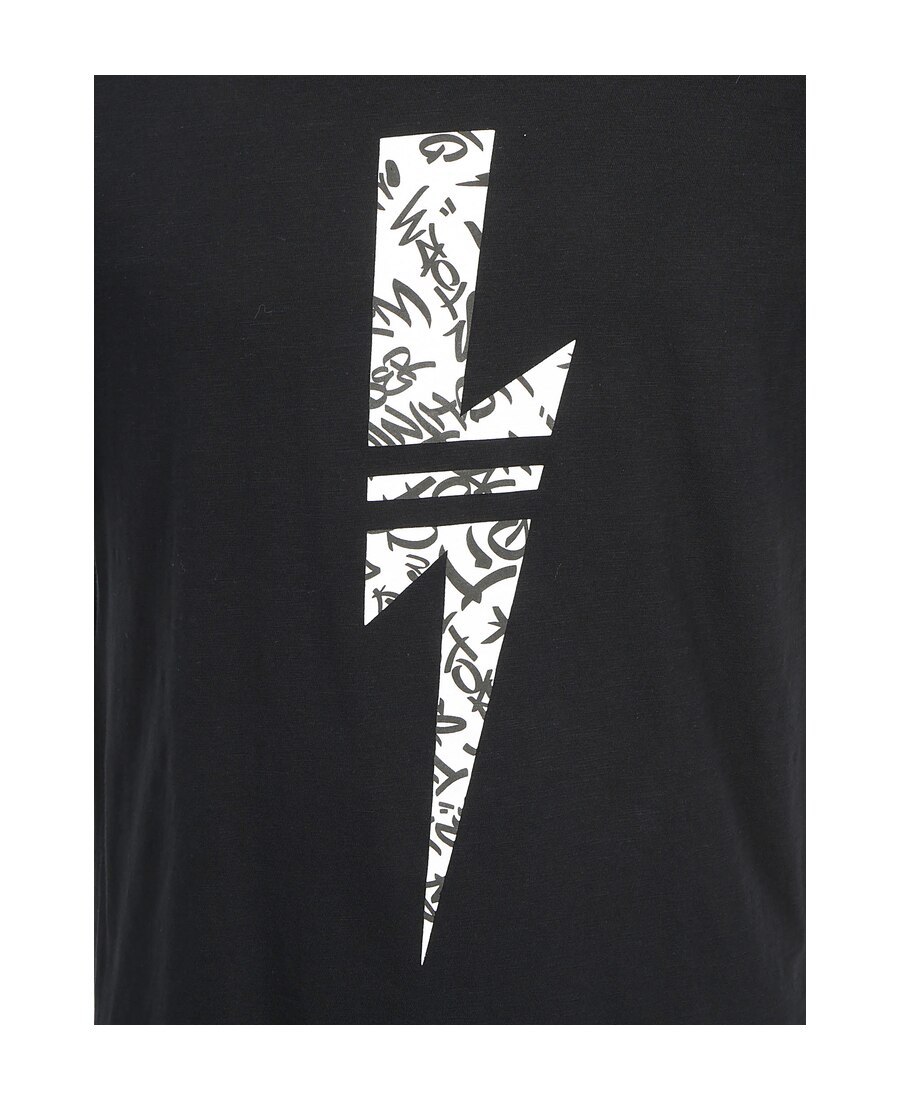 Neil Barrett Lightning Bolt Print T-shirt In Black
