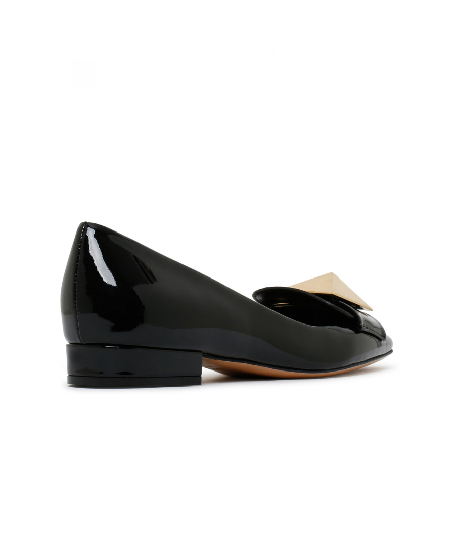 Valentino One Stud Patent Leather Ballerina Shoes In Black