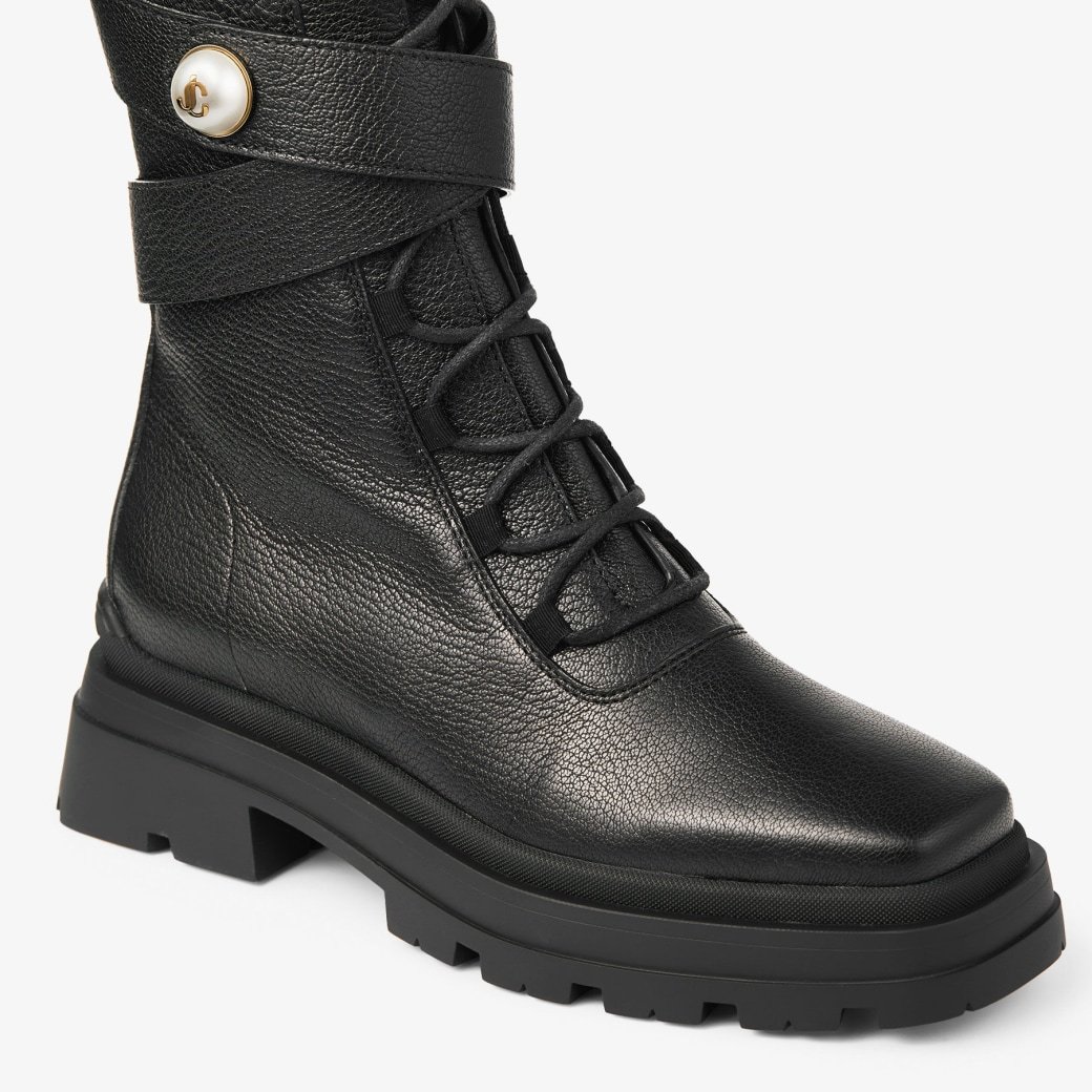 Jimmy Choo Womens Black Noemi 45 Logo-embellished Grained-leather Heeled Ankle Boots In Black