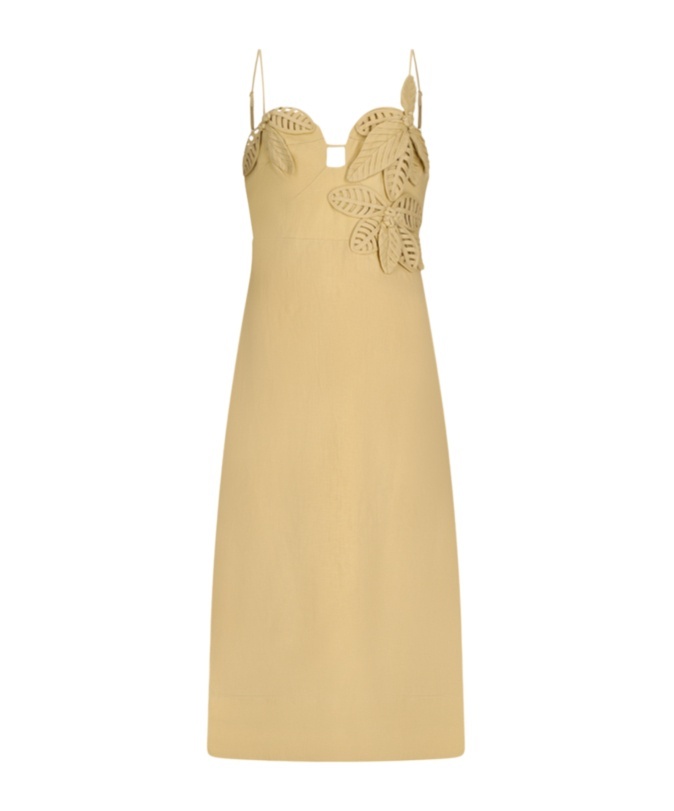 FARM RIO FLOWERED-BUST MIDI DRESS