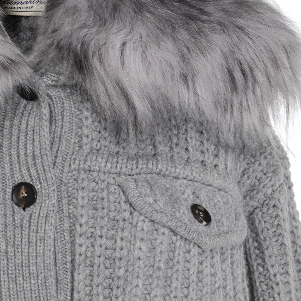Blumarine Casual Jacket With Faux Fur Collar In Gray