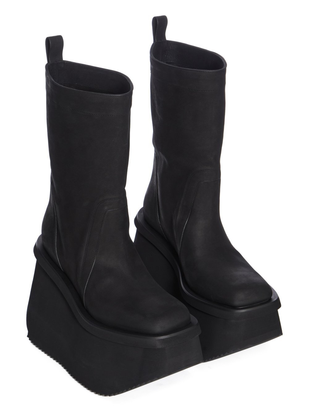 Rick Owens Porterville Sliver Platform Beatle Ankle Short Boots In Black