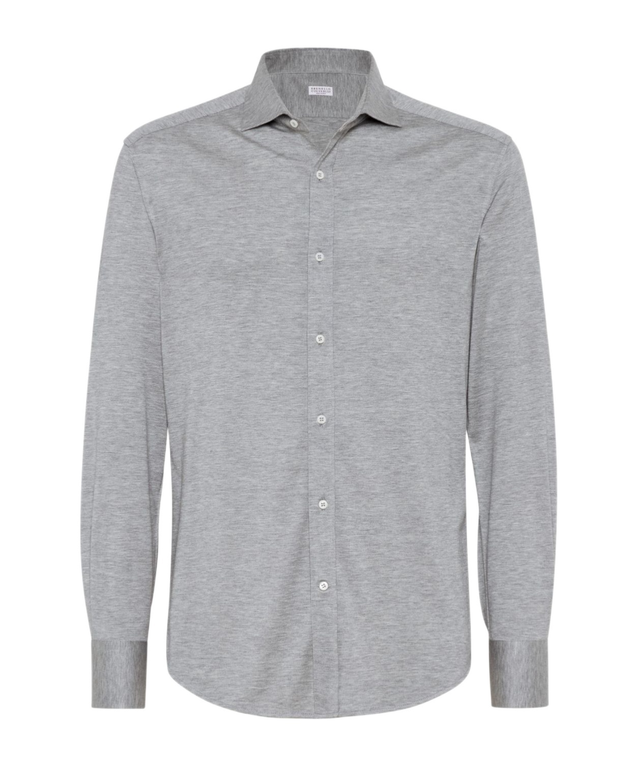 Brunello Cucinelli Stretch-cotton Chevron Slim-fit Shirt In Gray