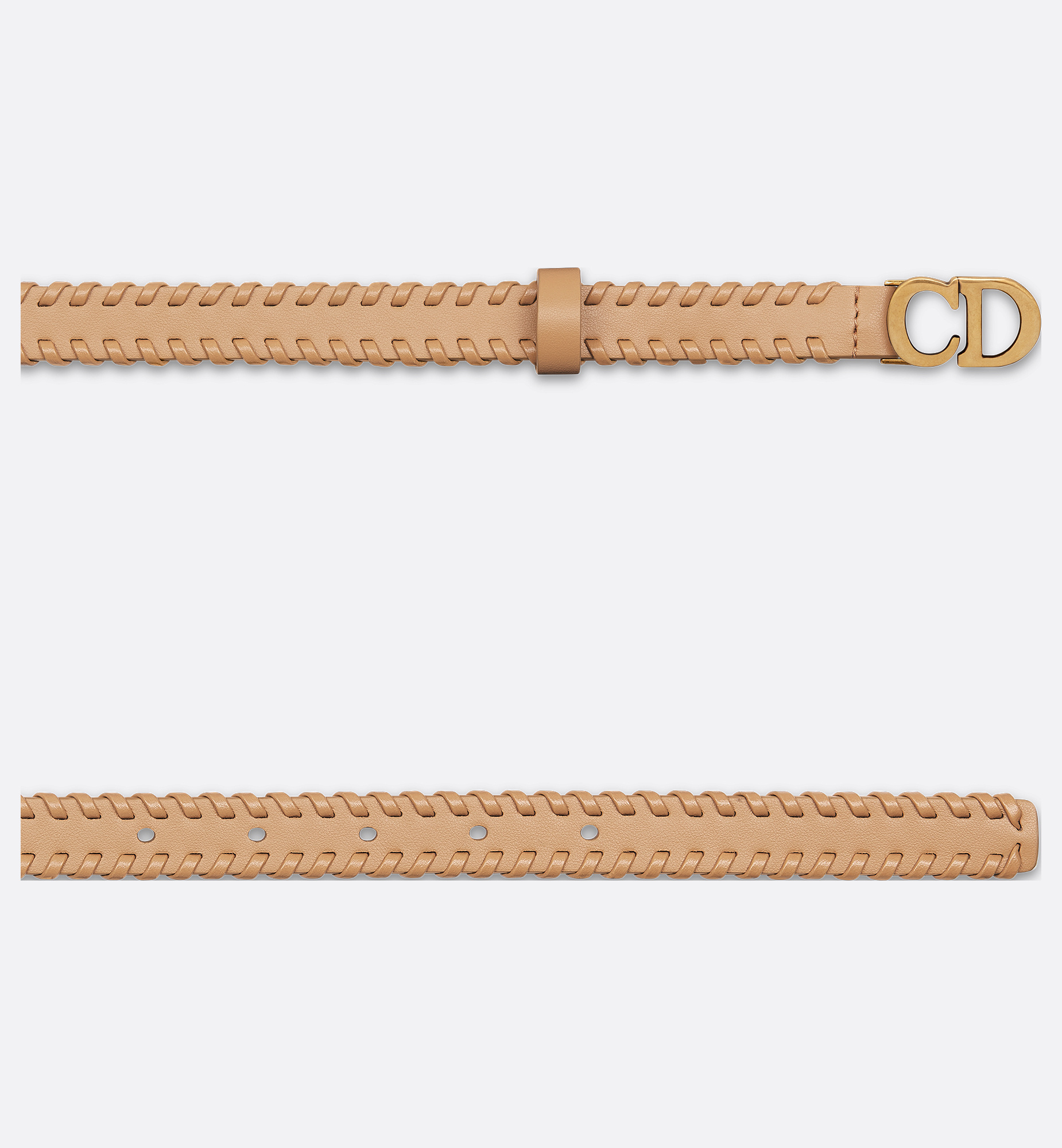 Dior Women Saddle Leather Belt In Nude