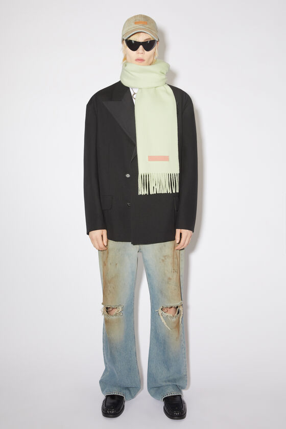 Acne Studios Logo-appliqué Wool Scarf In White