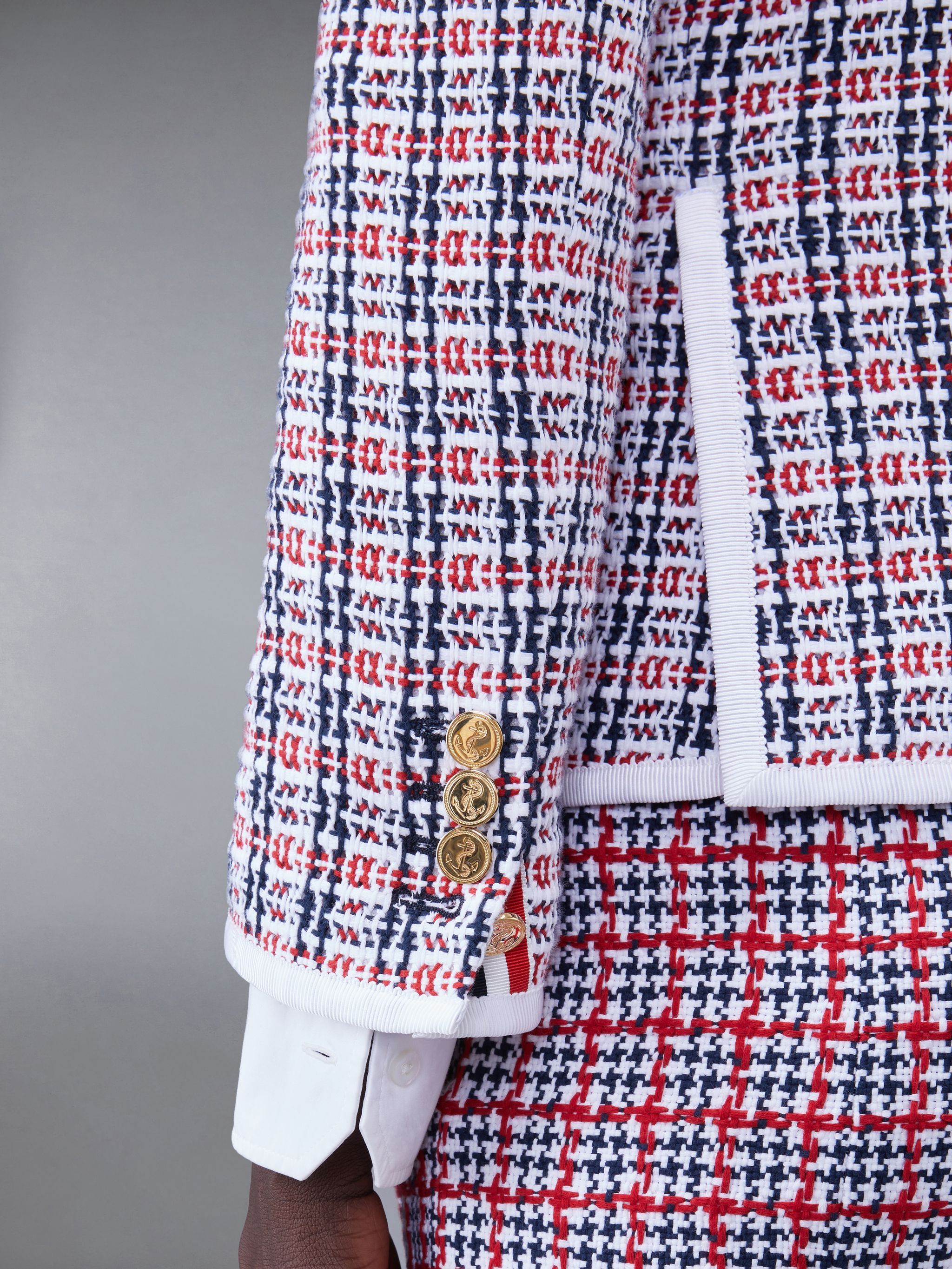 Thom Browne Check-pattern Tweed Jacket In Multicolor