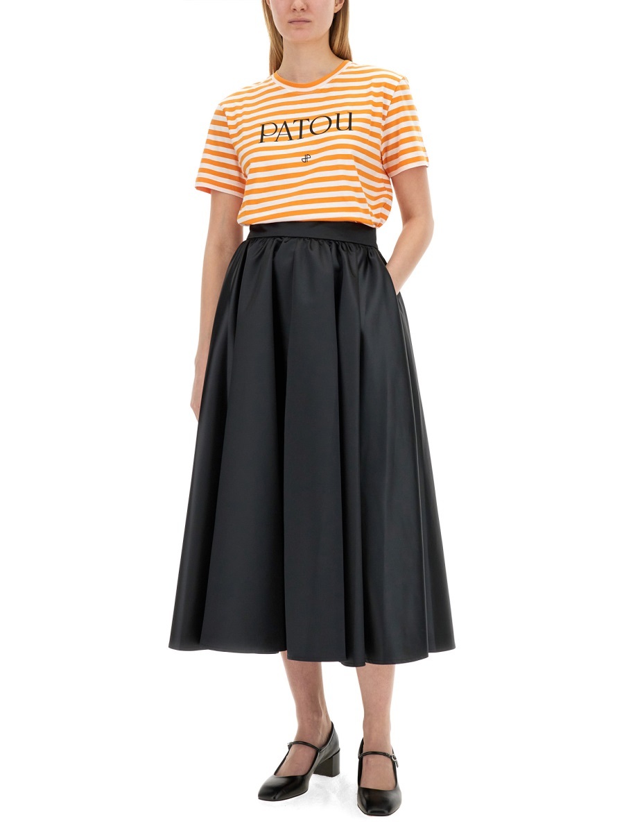 Shop Patou Logo-print Striped T-shirt In Black