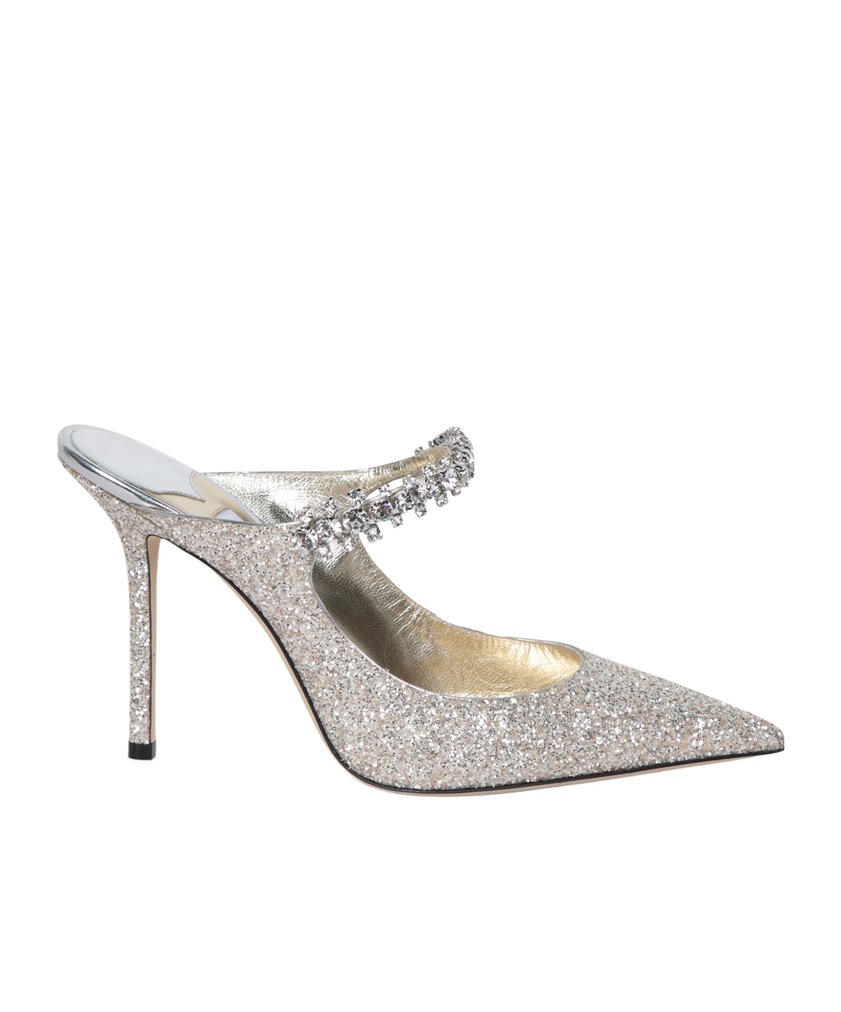 Jimmy Choo Embellished Glitter Pointed Toe Sandals In Gray