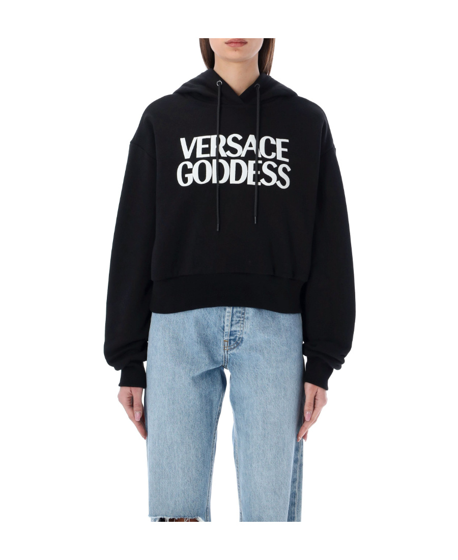 Versace Goddess Logo Hoodie In Black