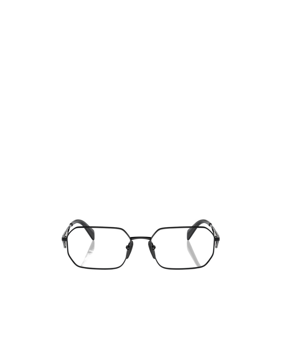 Prada Logo-plaque Geometric-frame Glasses In Black