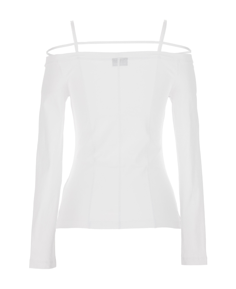 Jacquemus Long-sleeved T-shirt With Shoulder Straps In White