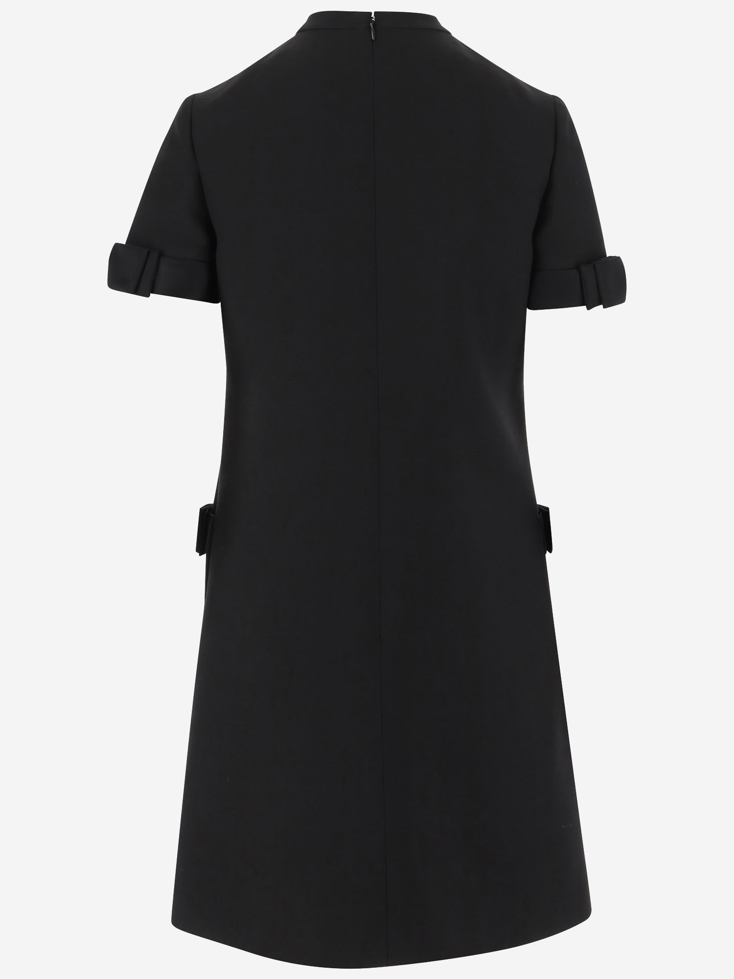 Valentino Crepe Couture Bow-detail Minidress In Black