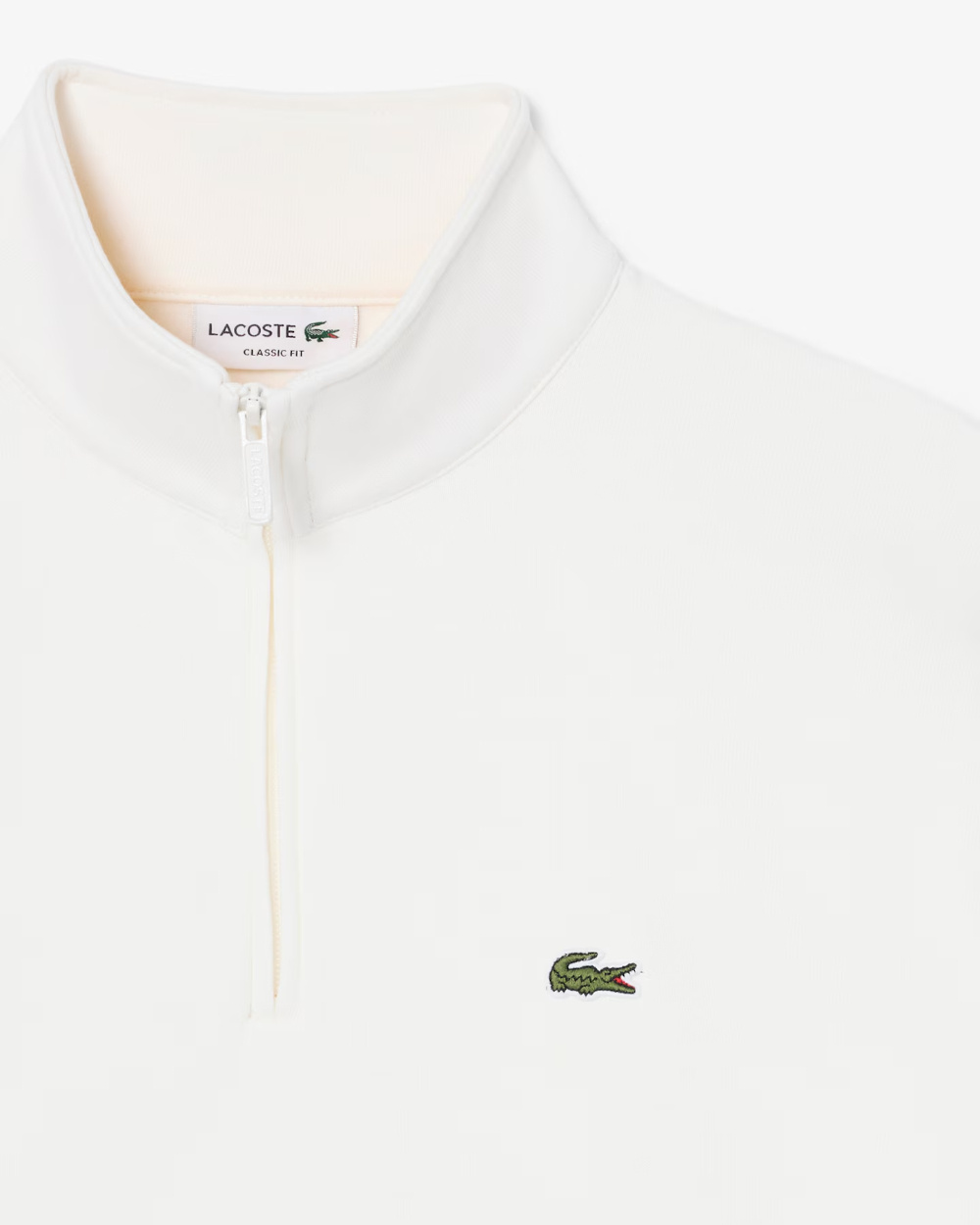 Lacoste Logo-patch Half-zip Sweatshirt In White