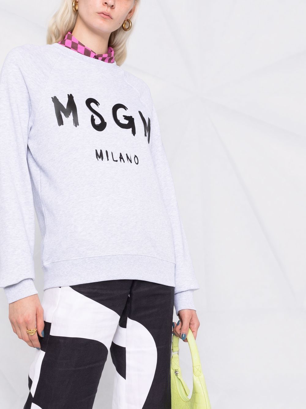 Msgm Logo Printed Crewneck Sweatshirt In White