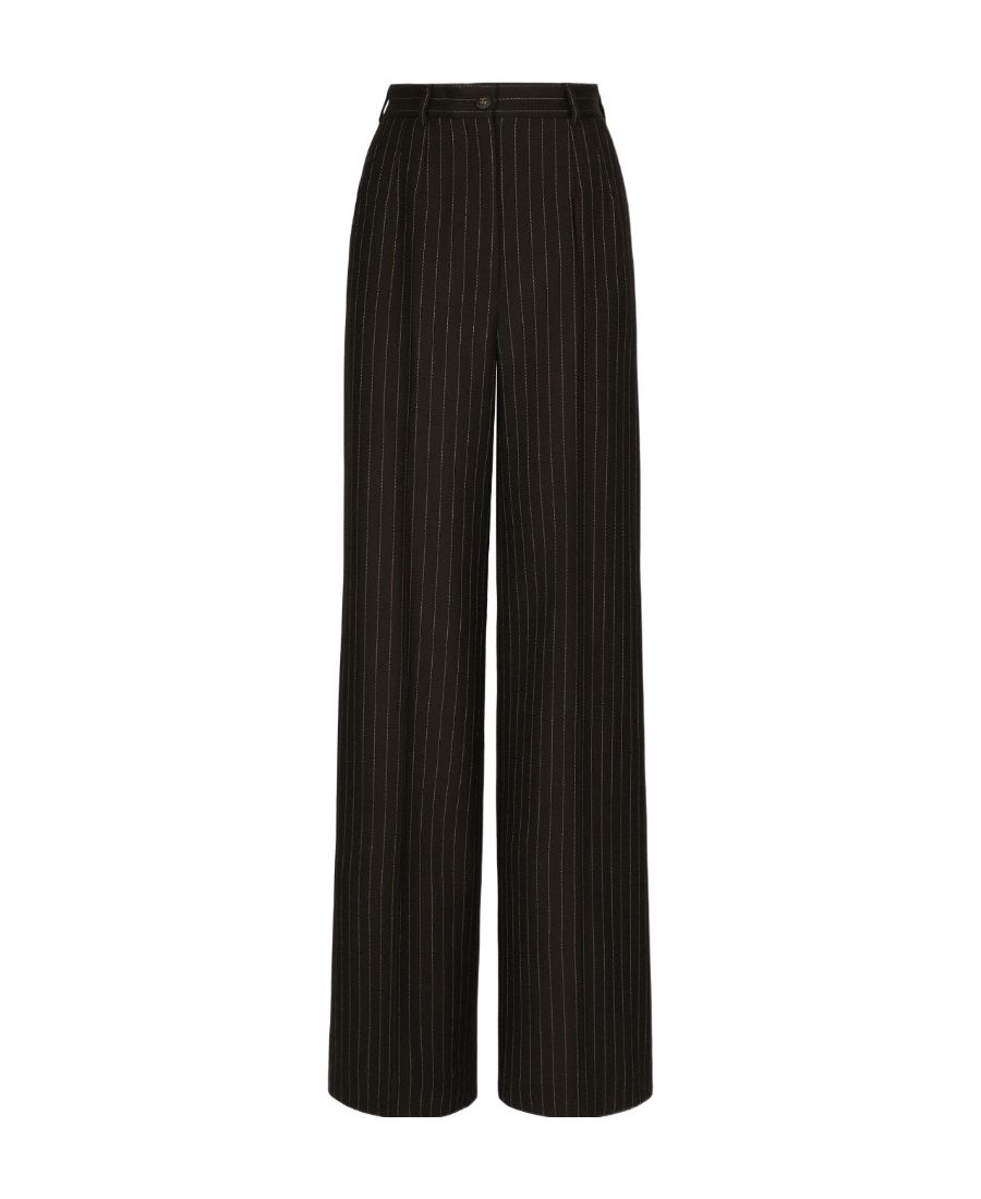 Dolce & Gabbana High-waisted Pinstripe Palazzo Pants In Black