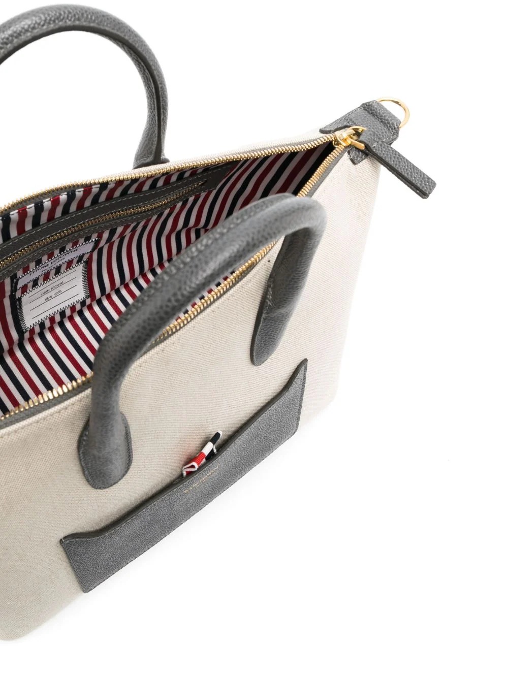 Thom Browne Grosgrain-loop Tote Bag In White