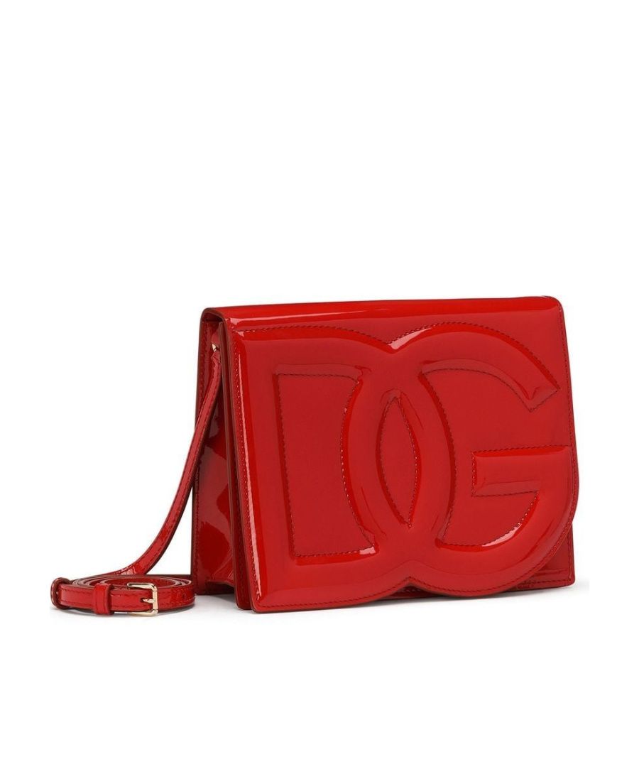 Dolce & Gabbana Dg Logo Patent Leather Crossbody Bag In Red