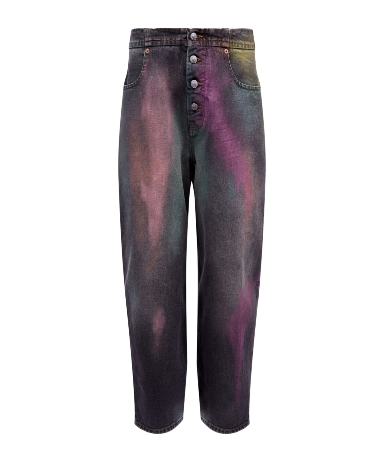Mm6 Maison Margiela Pantalone 5 Tasche Rhianna Jeans In Black Denim With Multicoloured Fading In Black