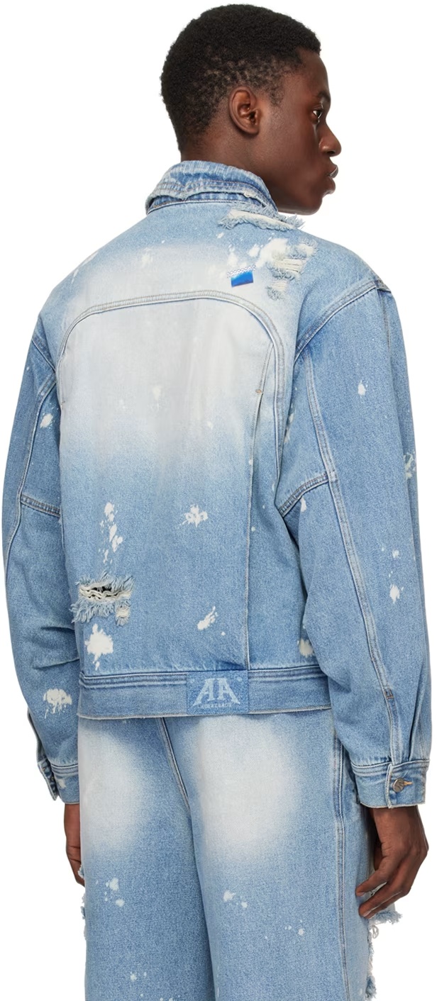 Ader Error Blue Distressed Denim Jacket In Blue