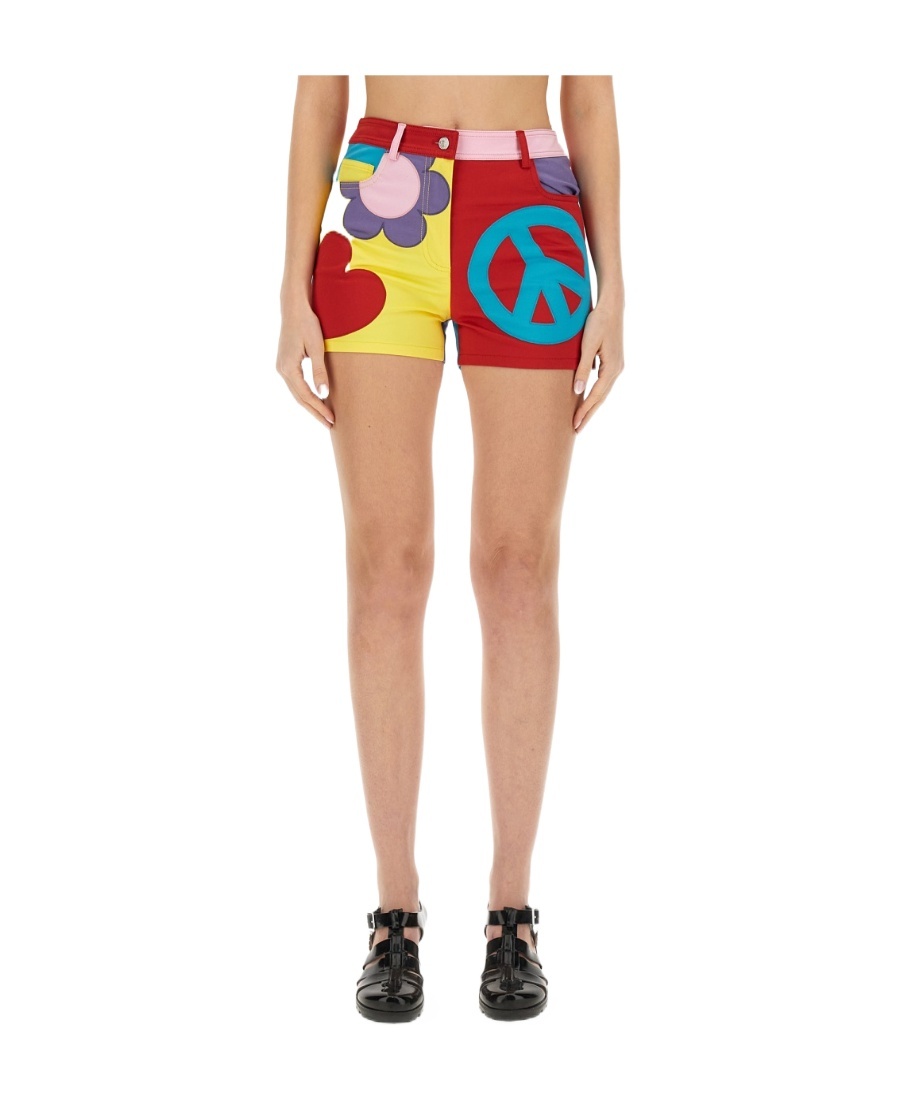 Moschino Cotton Shorts With Playful Floral Patterns In Multicolor