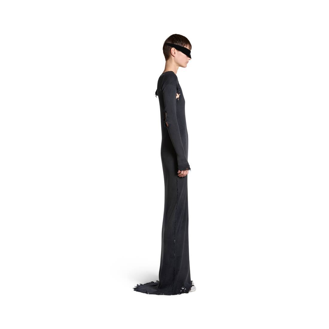 Balenciaga Lingerie Distressed-cotton Maxi Dress In Black