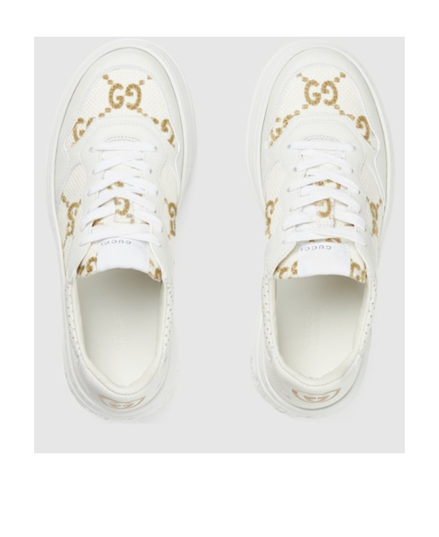 Gucci Gg Panelled Leather Sneakers In White