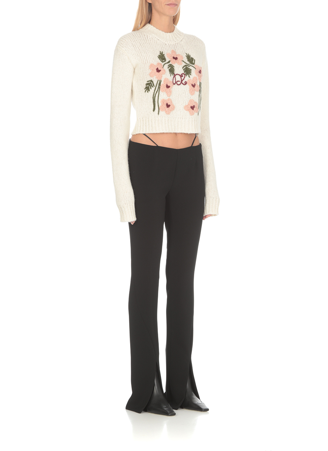 Dsquared2 Floral-embroidered Wool Jumper In White