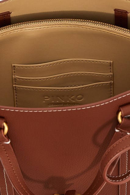 Pinko Double Handle Shoulder Bag In Brown