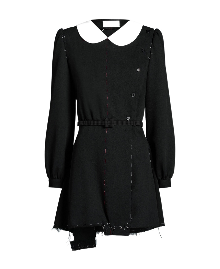 Maison Margiela Peter Pan-collar Wool Minidress In Black