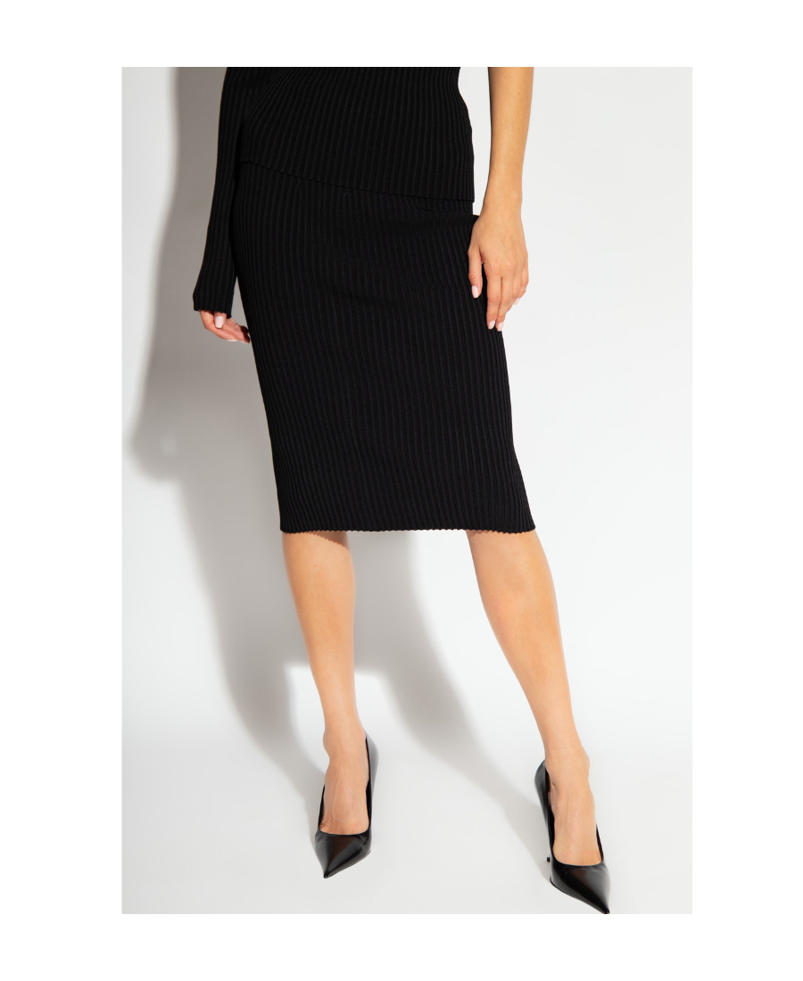 HELMUT LANG HELMUT LANG CUT-OUT DETAILED KNIT MIDI SKIRT