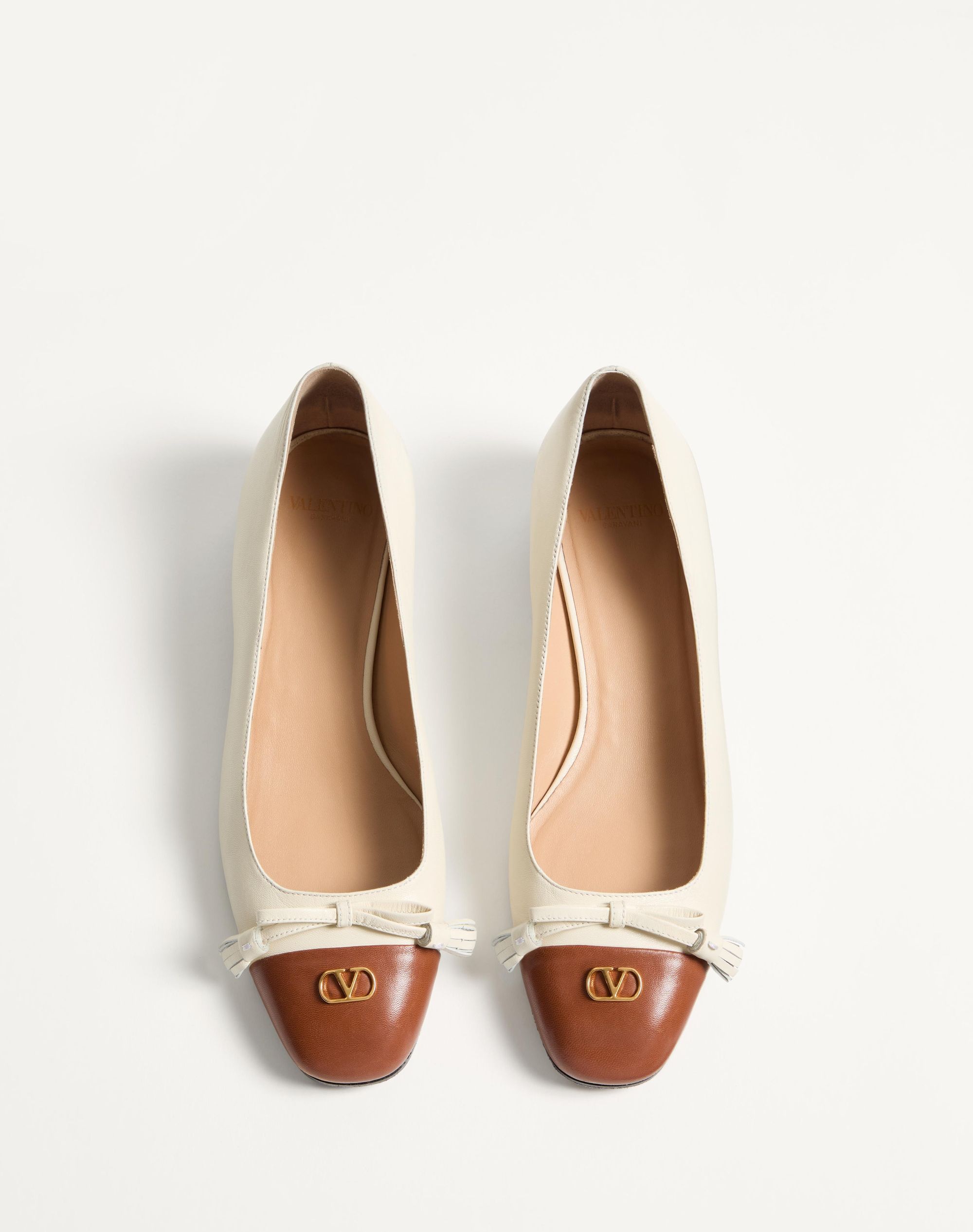 Valentino Garavani Valet Du Roi Kidskin Ballerina 25mm Woman Butter/tobacco 42 In Neutral