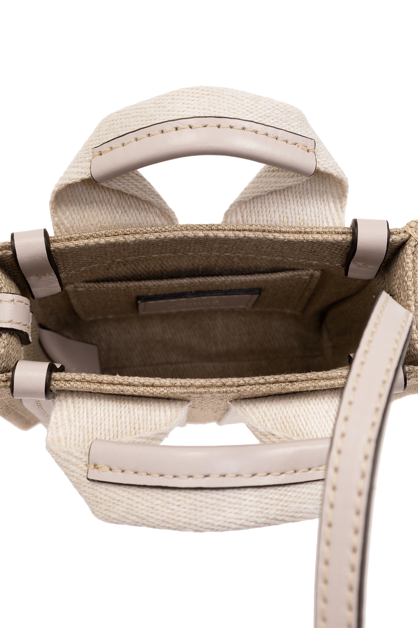 Chloé Chloe Nano Woody Linen Canvas Tote In Nude